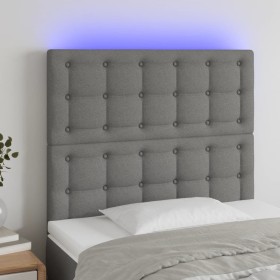 Headboard with LED lights dark gray fabric 100x5x118/128 cm by , Headboards and footboards - Ref: Foro24-3122849, Price: 67,9...