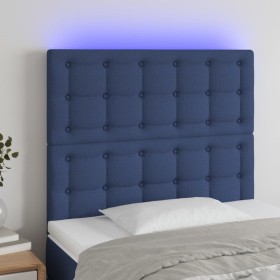 Kopfteil mit LED-Leuchten aus blauem Stoff, 100 x 5 x 118/128 cm von , Kopf- und Fußteile - Ref: Foro24-3122854, Preis: 71,72...