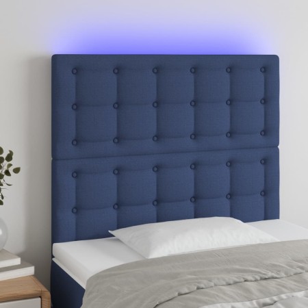 Headboard with LED lights blue fabric 100x5x118/128 cm by , Headboards and footboards - Ref: Foro24-3122854, Price: 71,72 €, ...