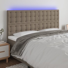 Headboard with LED lights taupe gray fabric 160x5x118/128 cm by , Headboards and footboards - Ref: Foro24-3122868, Price: 131...