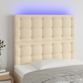 Headboard with LED lights cream fabric 80x5x118/128 cm by , Headboards and footboards - Ref: Foro24-3122837, Price: 70,82 €, ...