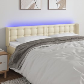 Cabecero con LED cuero sintético crema 183x16x78/88 cm de , Cabeceros y pies de cama - Ref: Foro24-3123340, Precio: 83,99 €, ...