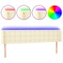 Cabecero con LED cuero sintético crema 183x16x78/88 cm de , Cabeceros y pies de cama - Ref: Foro24-3123340, Precio: 83,02 €, ...