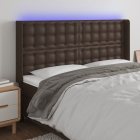 Headboard with LED brown synthetic leather 183x16x118/128 cm by , Headboards and footboards - Ref: Foro24-3124153, Price: 147...