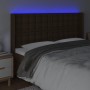 Cabecero con LED cuero sintético marrón 183x16x118/128 cm de , Cabeceros y pies de cama - Ref: Foro24-3124153, Precio: 147,18...