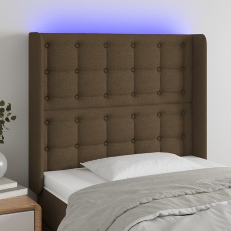 Headboard with LED in dark brown fabric 103x16x118/128 cm by , Headboards and footboards - Ref: Foro24-3124475, Price: 89,30 ...