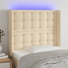 Cream fabric headboard with LED 83x16x118/128 cm by , Headboards and footboards - Ref: Foro24-3124461, Price: 83,53 €, Discou...