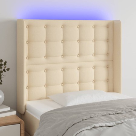 Cabecero con LED de tela color crema 83x16x118/128 cm de , Cabeceros y pies de cama - Ref: Foro24-3124461, Precio: 83,01 €, D...