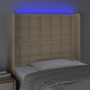 Cream fabric headboard with LED 83x16x118/128 cm by , Headboards and footboards - Ref: Foro24-3124461, Price: 83,01 €, Discou...