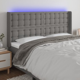 Cabecero con LED de tela gris oscuro 203x16x118/128 cm de , Cabeceros y pies de cama - Ref: Foro24-3124505, Precio: 132,39 €,...