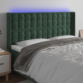 Cabecero con LED de terciopelo verde oscuro 203x16x118/128 cm de , Cabeceros y pies de cama - Ref: Foro24-3124551, Precio: 15...