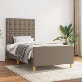 Bed frame with headboard in taupe gray fabric 80x200 cm by , Beds and slatted bases - Ref: Foro24-3125337, Price: 158,84 €, D...