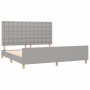 Bed frame with headboard light gray fabric 160x200 cm by , Beds and slatted bases - Ref: Foro24-3125389, Price: 222,88 €, Dis...