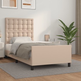 Cappuccino synthetic leather headboard bed frame 100x200cm by , Beds and slatted bases - Ref: Foro24-3125560, Price: 164,20 €...