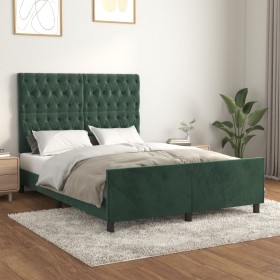 Dark green velvet bed frame with headboard 140x200 cm by , Beds and slatted bases - Ref: Foro24-3125943, Price: 272,29 €, Dis...