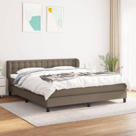 Box spring bed with taupe gray fabric mattress 160x200 cm by , Beds and slatted bases - Ref: Foro24-3126577, Price: 508,99 €,...