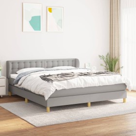 Cama box spring con colchón tela gris claro 160x200 cm de , Camas y somieres - Ref: Foro24-3127133, Precio: 502,53 €, Descuen...