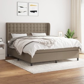 Box spring bed with taupe gray fabric mattress 160x200 cm by , Beds and slatted bases - Ref: Foro24-3128297, Price: 616,99 €,...