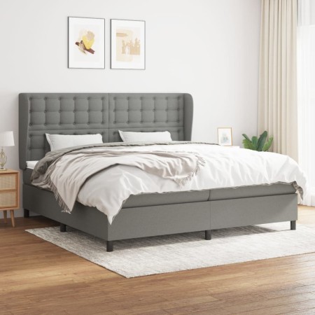 Box spring bed with dark gray fabric mattress 200x200 cm by , Beds and slatted bases - Ref: Foro24-3128310, Price: 703,75 €, ...