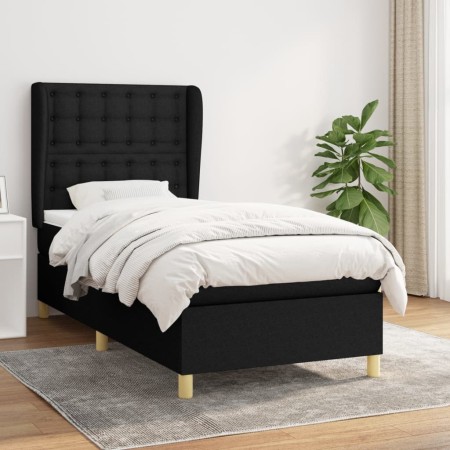 Cama box spring con colchón tela negro 100x200 cm de , Camas y somieres - Ref: Foro24-3128823, Precio: 372,61 €, Descuento: %