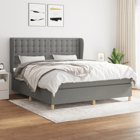 Cama box spring con colchón tela gris oscuro 160x200 cm de , Camas y somieres - Ref: Foro24-3128854, Precio: 564,07 €, Descue...