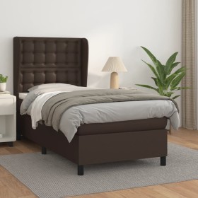 Box spring bed with brown synthetic leather mattress 90x200 cm by , Beds and slatted bases - Ref: Foro24-3129012, Price: 395,...