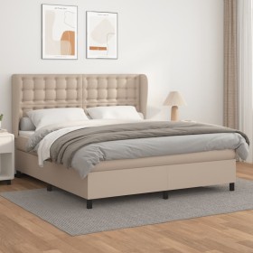 Box spring bed with cappuccino synthetic leather mattress 180x200cm by , Beds and slatted bases - Ref: Foro24-3129050, Price:...