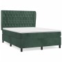 Cama box spring con colchón terciopelo verde oscuro 140x200 cm de , Camas y somieres - Ref: Foro24-3129396, Precio: 591,07 €,...