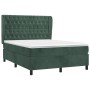 Cama box spring con colchón terciopelo verde oscuro 140x200 cm de , Camas y somieres - Ref: Foro24-3129396, Precio: 591,07 €,...