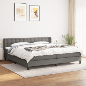 Cama box spring con colchón tela gris oscuro 200x200 cm de , Camas y somieres - Ref: Foro24-3130058, Precio: 552,99 €, Descue...