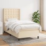 Cama box spring con colchón tela color crema 90x200 cm de , Camas y somieres - Ref: Foro24-3131726, Precio: 364,21 €, Descuen...