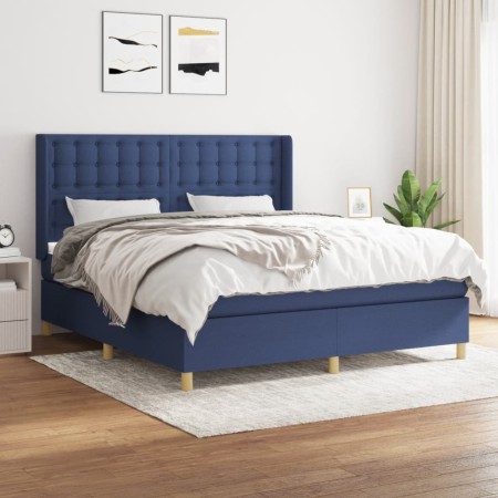 Cama box spring con colchón tela azul 160x200 cm de , Camas y somieres - Ref: Foro24-3132327, Precio: 576,38 €, Descuento: %