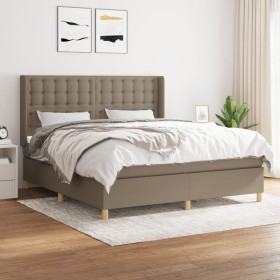 Box spring bed with taupe gray fabric mattress 160x200 cm by , Beds and slatted bases - Ref: Foro24-3132325, Price: 625,82 €,...