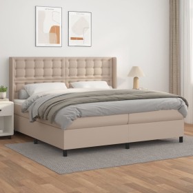 Cama box spring con colchón cuero sintético capuchino 200x200cm de , Camas y somieres - Ref: Foro24-3132524, Precio: 719,99 €...