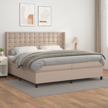 Cama box spring con colchón cuero sintético capuchino 200x200cm de , Camas y somieres - Ref: Foro24-3132524, Precio: 719,13 €...