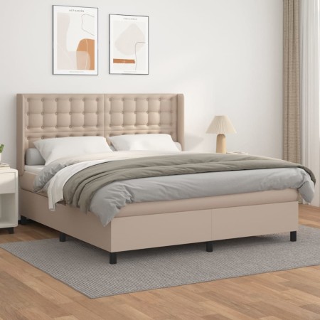 Cama box spring con colchón cuero sintético capuchino 180x200cm de , Camas y somieres - Ref: Foro24-3132518, Precio: 687,41 €...