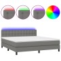 Cama box spring colchón y luces LED tela gris oscuro 160x200 cm de , Camas y somieres - Ref: Foro24-3133486, Precio: 491,14 €...