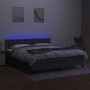 Box spring bed mattress and LED lights dark gray fabric 160x200 cm by , Beds and slatted bases - Ref: Foro24-3133486, Price: ...