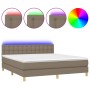 Cama box spring con colchón LED tela gris taupe 160x200 cm de , Camas y somieres - Ref: Foro24-3134049, Precio: 511,30 €, Des...