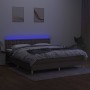 Cama box spring con colchón LED tela gris taupe 160x200 cm de , Camas y somieres - Ref: Foro24-3134049, Precio: 512,07 €, Des...