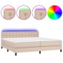 Cama box spring colchón LED cuero sintético capuchino 200x200cm de , Camas y somieres - Ref: Foro24-3134248, Precio: 644,85 €...