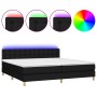 Cama box spring con colchón LED tela negro 200x200 cm de , Camas y somieres - Ref: Foro24-3134063, Precio: 615,31 €, Descuent...