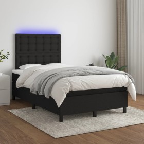 Box spring bed with LED mattress black fabric 120x200 cm by , Beds and slatted bases - Ref: Foro24-3135183, Price: 428,93 €, ...