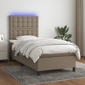 Cama box spring colchón y luces LED tela gris taupe 90x200 cm de , Camas y somieres - Ref: Foro24-3135169, Precio: 392,71 €, ...