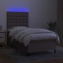 Box spring bed with mattress and LED lights taupe gray fabric 90x200 cm by , Beds and slatted bases - Ref: Foro24-3135169, Pr...