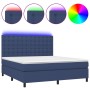 Cama box spring colchón y luces LED tela azul 160x200 cm de , Camas y somieres - Ref: Foro24-3135211, Precio: 580,35 €, Descu...