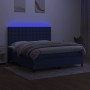 Boxspringbettmatratze und LED-Leuchten aus blauem Stoff 160x200 cm von , Betten und Lattenroste - Ref: Foro24-3135211, Preis:...