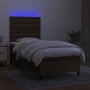 Boxspringbettmatratze LED-Leuchten dunkelbrauner Stoff 100x200cm von , Betten und Lattenroste - Ref: Foro24-3135176, Preis: 4...