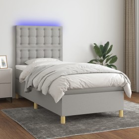 Boxspringbettmatratze und LED-Leuchten aus hellgrauem Stoff 80x200 cm von , Betten und Lattenroste - Ref: Foro24-3135709, Pre...