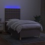 Box spring bed with mattress and LED lights taupe gray fabric 90x190 cm by , Beds and slatted bases - Ref: Foro24-3135721, Pr...